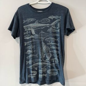 Altru Men’s Tshirt Blue with grey fish on front